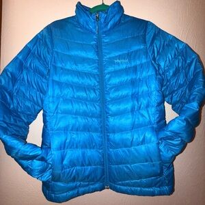 Down Filled Marmot Women's Caribbean Blue Puffer Hiking Jacket